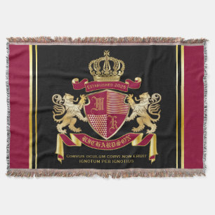 Maak uw eigen wapenschild Red Gold Lion Emblem Deken
