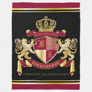 Maak uw eigen wapenschild Red Gold Lion Emblem Fleece Deken