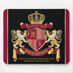 Maak uw eigen wapenschild Red Gold Lion Emblem Muismat