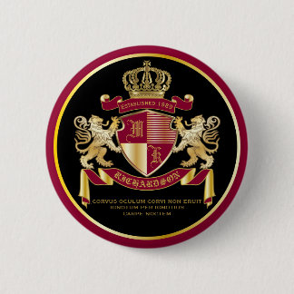 Maak uw eigen wapenschild Red Gold Lion Emblem Ronde Button 5,7 Cm