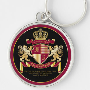 Maak uw eigen wapenschild Red Gold Lion Emblem Sleutelhanger