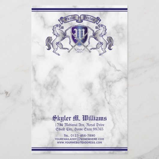 Maak uw eigen wapenschild Silver Horse Briefpapier (Voorkant)