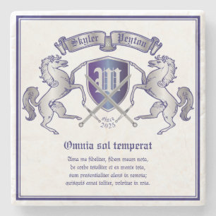 Maak uw eigen wapenschild Silver Horse Stenen Onderzetter