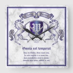 Maak uw eigen wapenschild Silver Horse Vierkante Klok