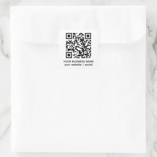 Maak uw eigen zakelijke aangepaste QR-codegegevens Vierkante Sticker (Tas)
