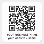 Maak uw eigen zakelijke aangepaste QR-codegegevens Vierkante Sticker (Voorkant)