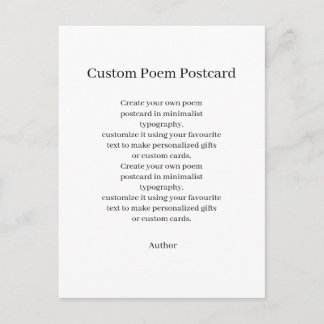 Maak uw gepersonaliseerde aangepaste gedicht postk briefkaart