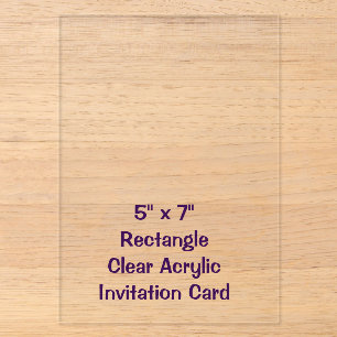 Maak uw professionele 5" x 7" rechthoekige heldere acryl uitnodigingen