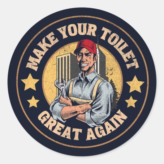 Maak uw toilet weer geweldig, grappige Plumber Quo Ronde Sticker (Voorkant)