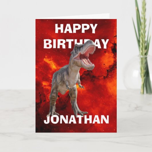 Maak uw verjaardag onvergetelijk met onze T-Rex Kaart (Voorkant)