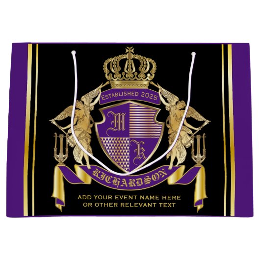 Maak uw wapengekletter Gold Angel Paars embleem Groot Cadeauzakje (Voorkant)
