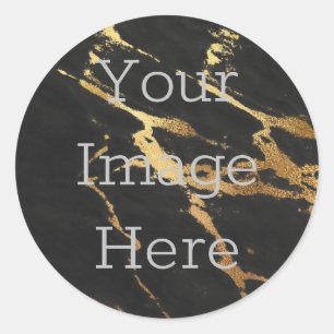 Maak Uw Zwarte Marmer Metallic Goud Nep Folie Ronde Sticker