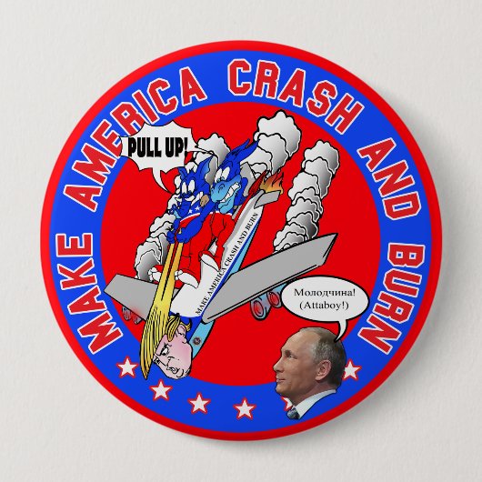 Maak van Amerika Crash & Burn Ronde Button 4,0 Cm (Voorkant)