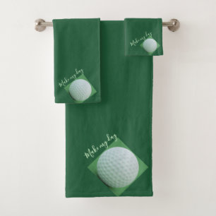 Maak van mijn dag een Golfbal op donkergroene acht Bad Handdoek