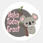 Maak vandaag geweldige Kawaii grappige koala die g Ronde Sticker (Voorkant)