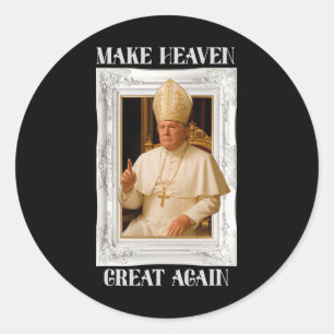Maak Vaticaan Groot Again Funny Paus Trump Retro C Ronde Sticker