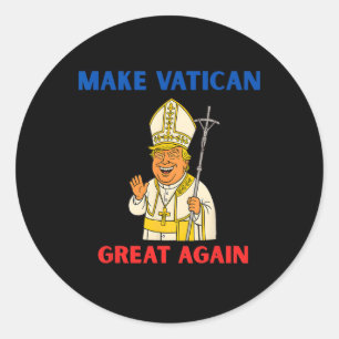 Maak Vaticaan Groot Again Funny Paus Trump Retro C Ronde Sticker