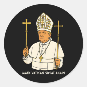 Maak Vaticaan Groot Again Funny Paus Trump Retro C Ronde Sticker
