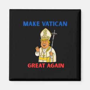 Maak Vaticaan weer Groot Grappige Paus Trump Retro Magneet