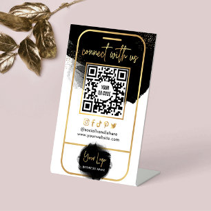 Maak verbinding met de Amerikaanse Social Media QR Reclamebord Met Voetstuk