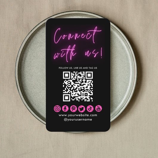 Maak verbinding met de zwarte roze QR-code sociale Visitekaartje