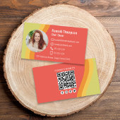 Maak verbinding met ons | Moderne foto-kleurige QR Visitekaartje