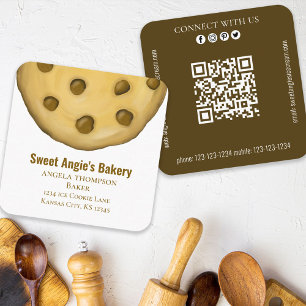 Maak verbinding met ons QR Code Simple Bakery Co Vierkante Visitekaartje