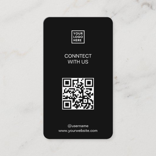 Maak verbinding met ons Social Media QR Code Black Visitekaartje (Voorkant)