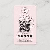 Maak verbinding met ons Social Media QR Code roze Visitekaartje (Voorkant)