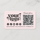 Maak verbinding met ons Social Media QR Code roze Visitekaartje (Voorkant)