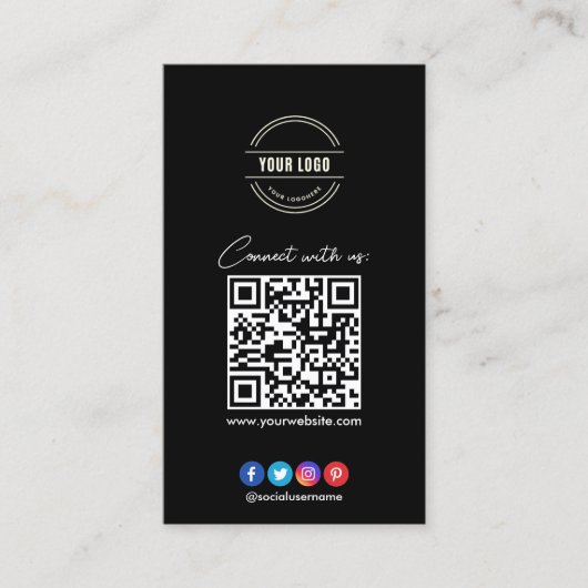 Maak verbinding met ons | Sociale media — QR-code  Visitekaartje (Voorkant)