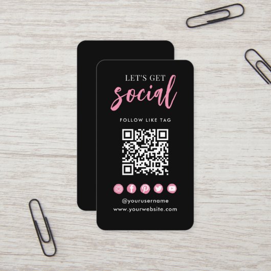 Maak verbinding met ons sociale media QR-code zwar Visitekaartje (Voorkant / Achterkant in situ)