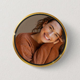 Maak zelf een gouden lijst foto ronde button 5,7 cm