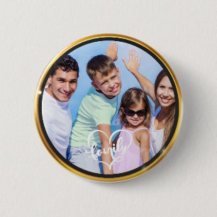 Maak zelf familiekaligrafie Gouden Lijst Foto Ronde Button 5,7 Cm