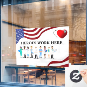 Maak Ziekenhuis Helden Werk Hier Pictogram Persone Raamsticker