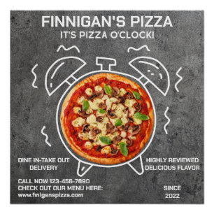 Maak zijn Pizza O Clock pizzarestaurant aanpasbaar Perfect Poster