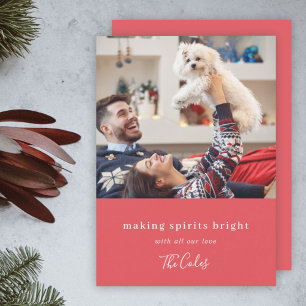 Maakt spirits helder   Moderne Rode kerstfoto Feestdagenkaart