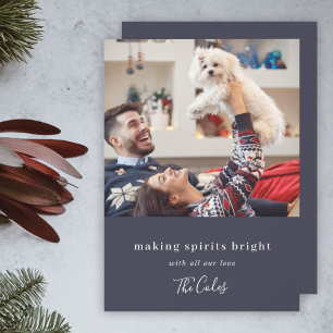 Maakt spirits helder   Navy Blue-kerstfoto Feestdagenkaart