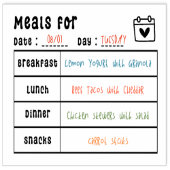 Maaltijden Planner Ontbijt Lunch Diner Planning Rubberstempel