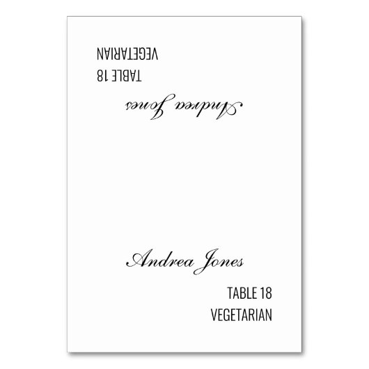 Maaltijdkeuze Gastnaam Black Script Place Card Kaart (Voorkant)