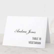 Maaltijdkeuze Gastnaam Black Script Place Card