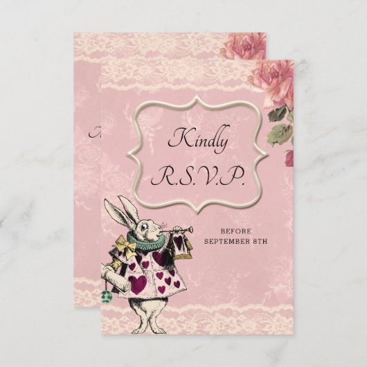 maaltijdopties Alice in Wonderland Wedding RSVP Ka (Voorkant / Achterkant)