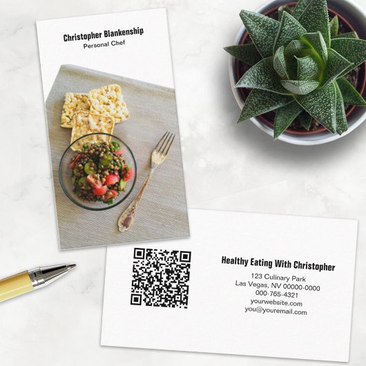 maaltijdtabel Persoonlijke Chef Aangepaste foto in Visitekaartje