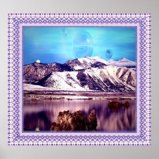 Maan achter bergen poster (Voorkant)