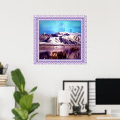 Maan achter bergen poster (Thuiskantoor)