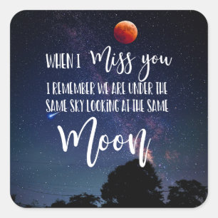 maan als ik je lange afstand familie mis vierkante sticker