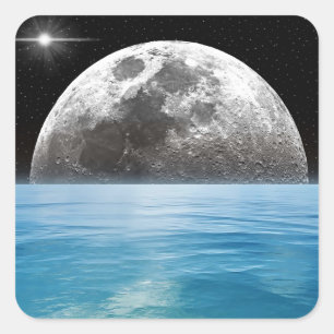 Maan boven de oceaan vierkante sticker