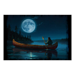 Maan boven Vancouver Island en Kano Perfect Poster