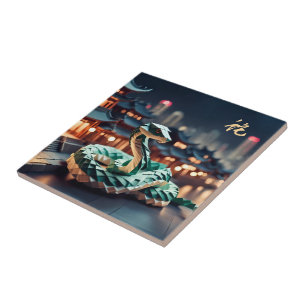 Maan Chinees Nieuwjaar Slang 2025 Verjaardag CT Tegeltje