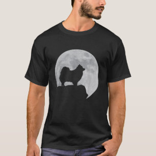 Maan en hond silhouet Pom Pomeranian T-shirt